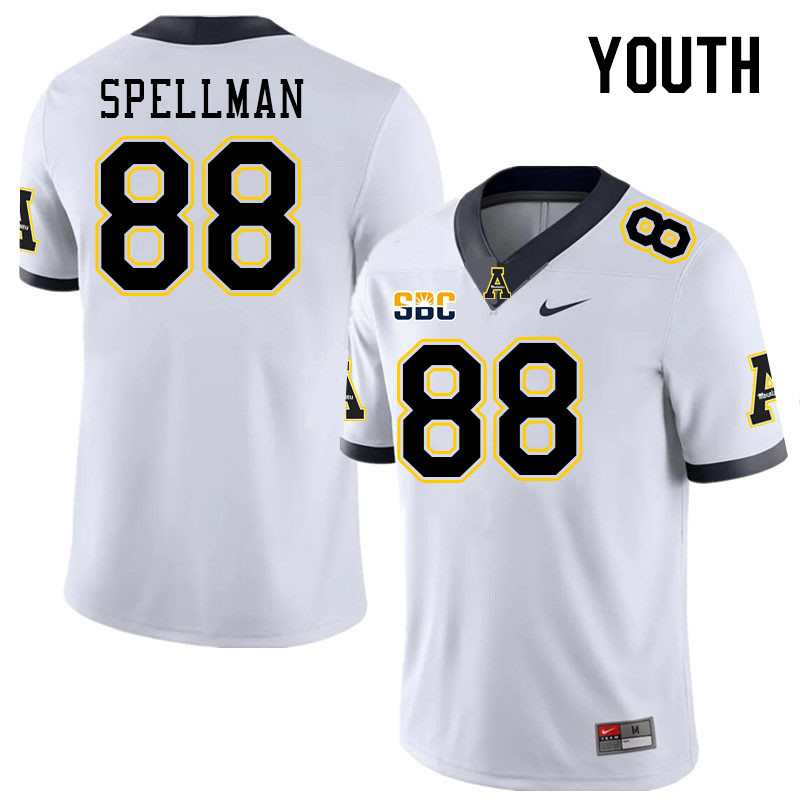 Youth #88 Donovan Spellman Appalachian State Mountaineers College Football Jerseys Stitched Sale-Whi
